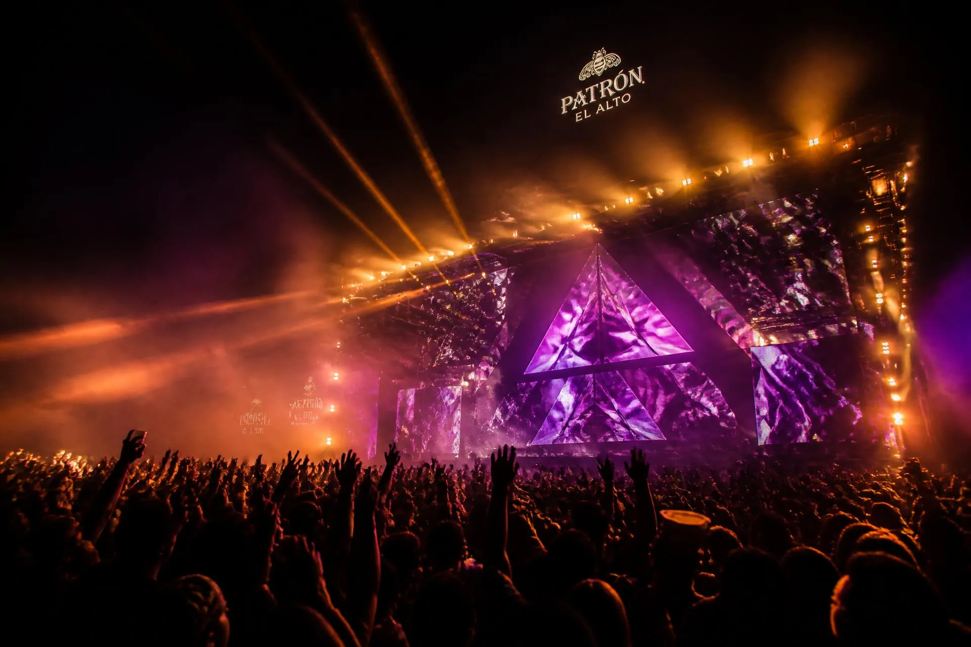 Immersive brand activation at night with an ecstatic crowd